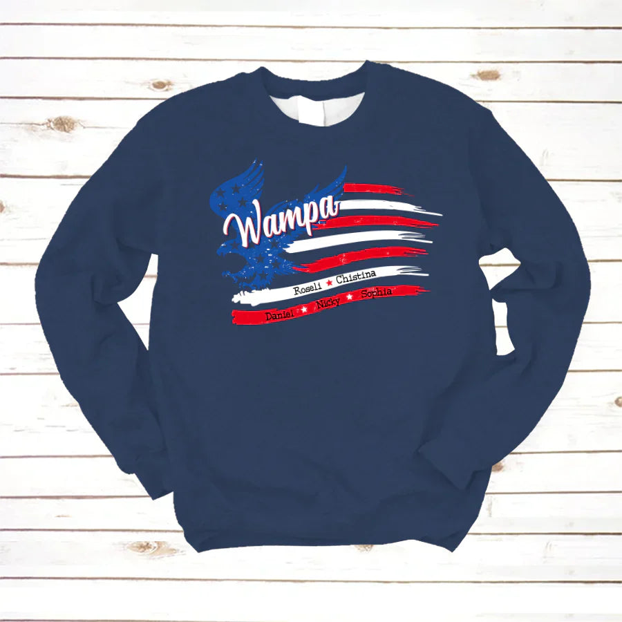 Wampa With Grandkids Names 4th Of July CTL94 Sweatshirt