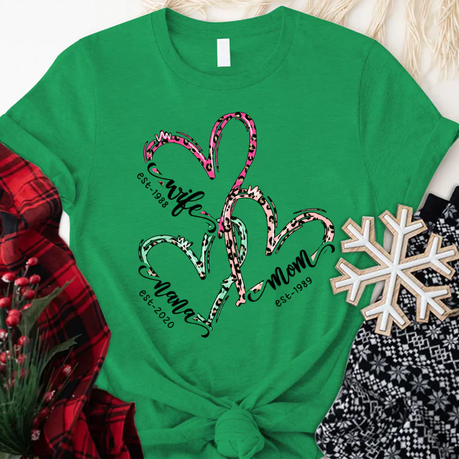 Wife Mom Nana Est Heart CTH01 T-Shirt