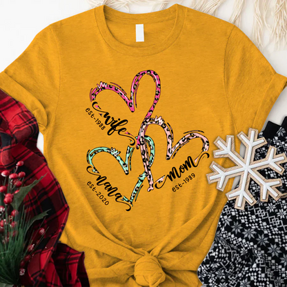 Wife Mom Nana Est Heart CTH01 T-Shirt