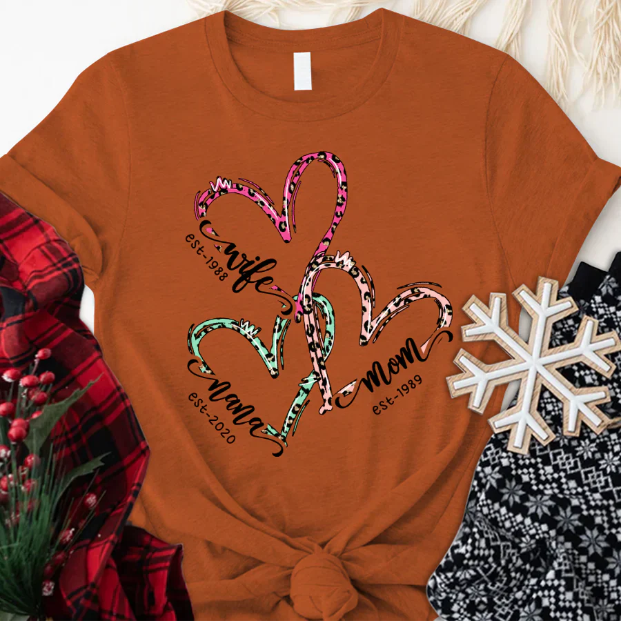 Wife Mom Nana Est Heart CTH01 T-Shirt