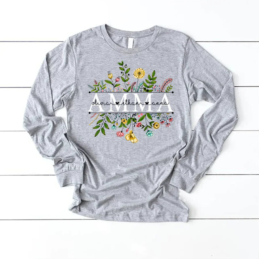 Wildflowers Amma And Grandkids Longsleeve