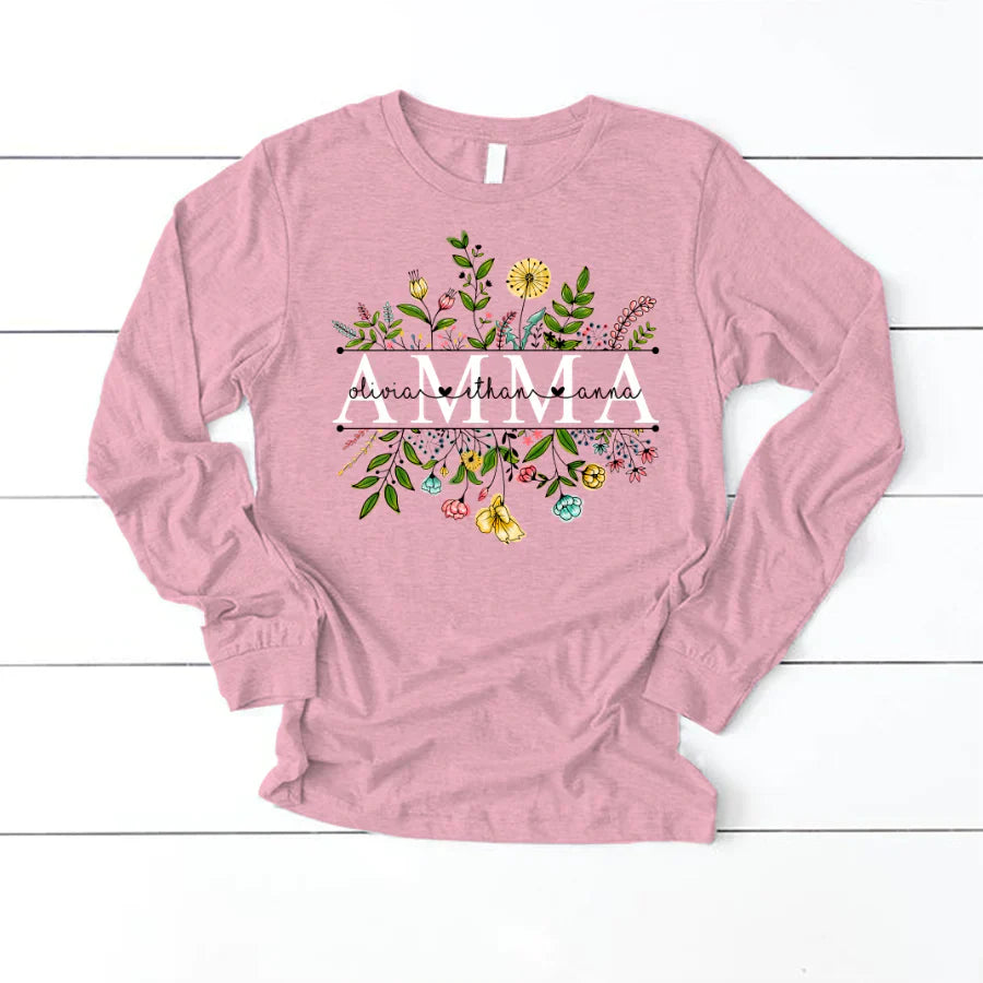 Wildflowers Amma And Grandkids Longsleeve