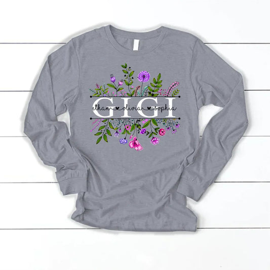 Wildflowers Gigi And Grandkids Watercolor Longsleeve