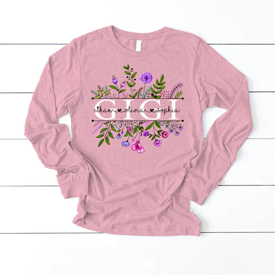 Wildflowers Gigi And Grandkids Watercolor Longsleeve