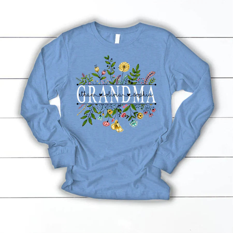 Wildflowers Grandma And Grandkids Longsleeve