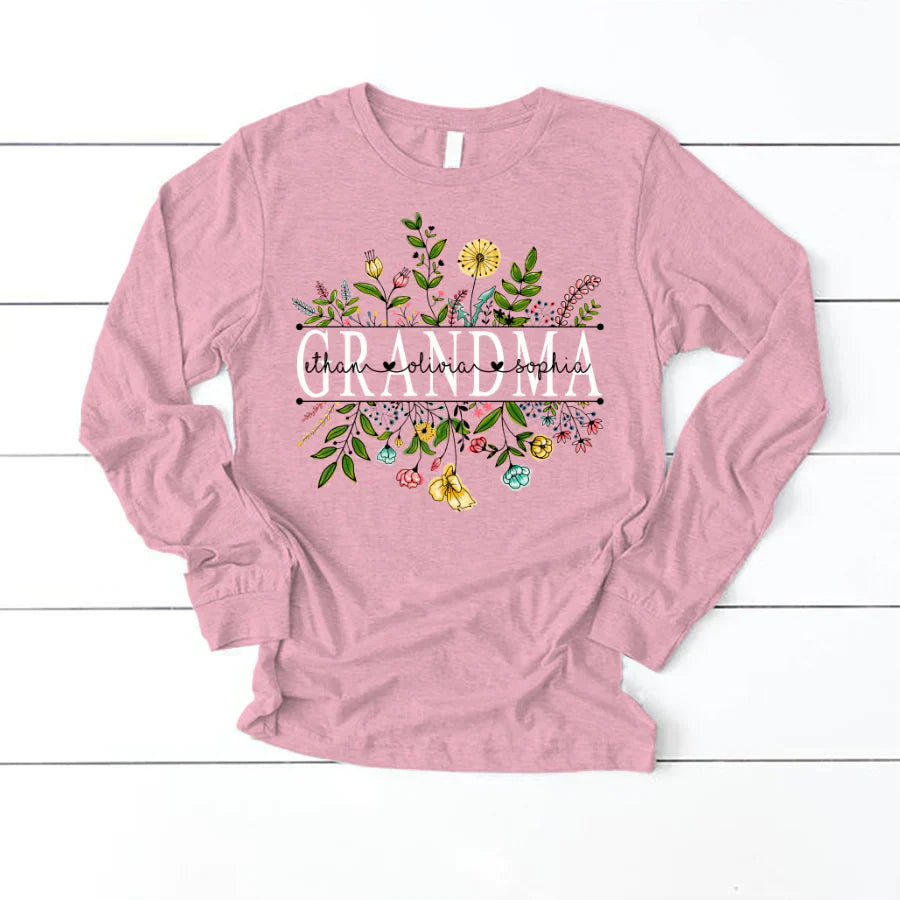 Wildflowers Grandma And Grandkids Longsleeve