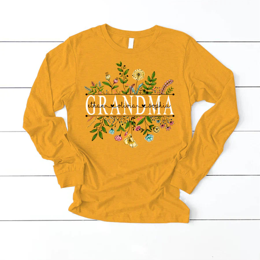 Wildflowers Grandma And Grandkids Longsleeve
