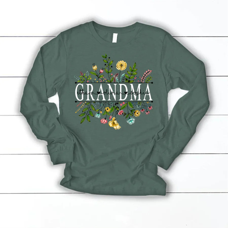 Wildflowers Grandma And Grandkids Longsleeve
