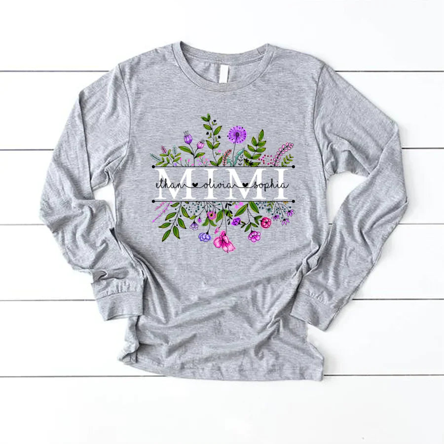 Wildflowers Mimi And Grandkids Watercolor Longsleeve