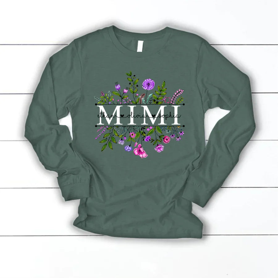 Wildflowers Mimi And Grandkids Watercolor Longsleeve