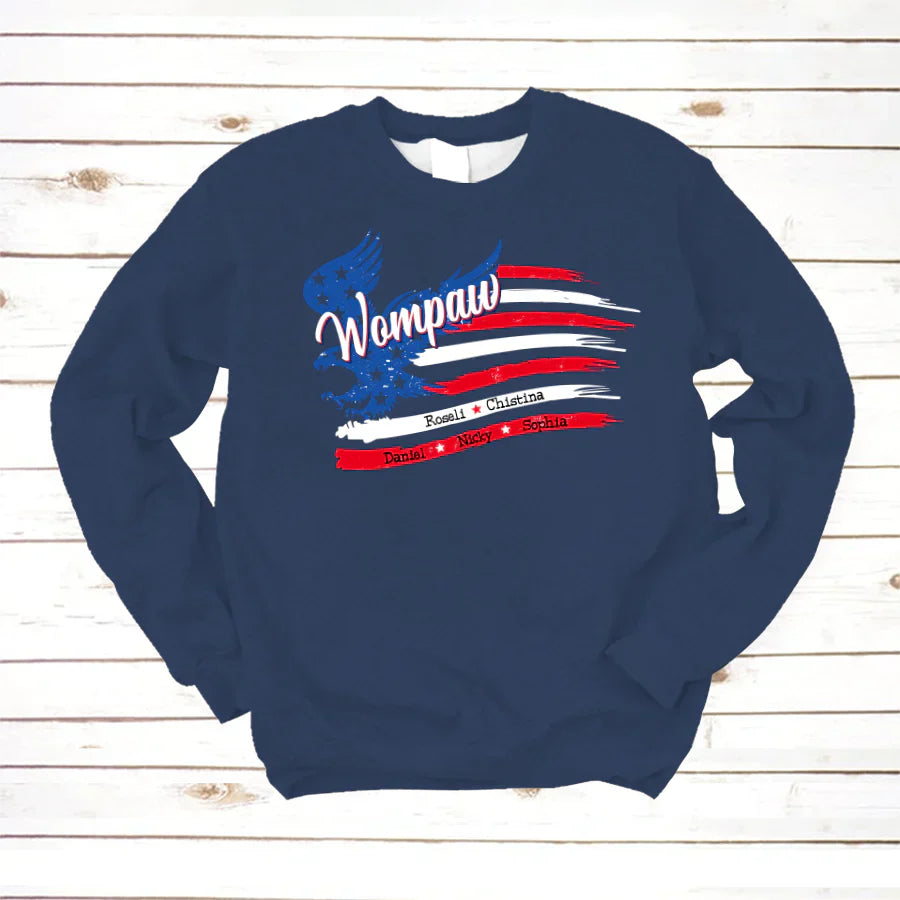 Wompaw With Grandkids Names 4th Of July CTL94 Sweatshirt