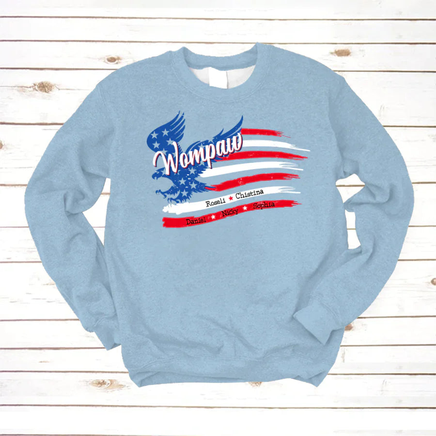 Wompaw With Grandkids Names 4th Of July CTL94 Sweatshirt