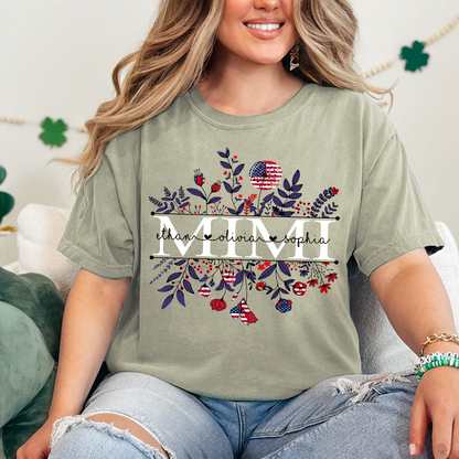 Comfort Colors® Mimi Wildflower Flag American And Grandkids Shirt Gift for Grandma
