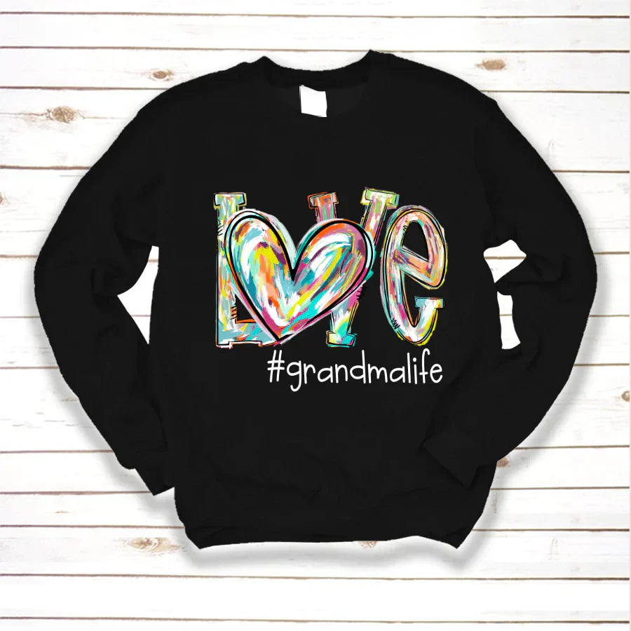 Love Grandma Life Fall Autumn Color Clipart Custom Sweatshirt
