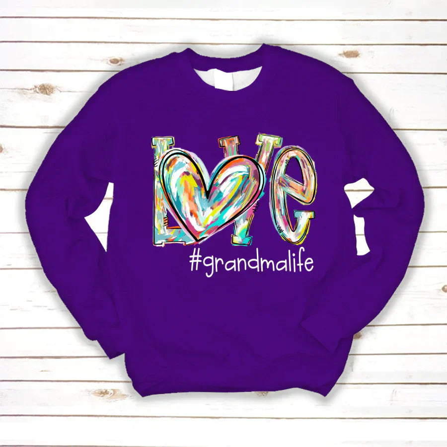 Love Grandma Life Fall Autumn Color Clipart Custom Sweatshirt