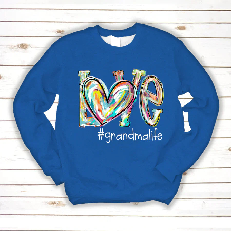 Love Grandma Life Fall Autumn Color Clipart Custom Sweatshirt