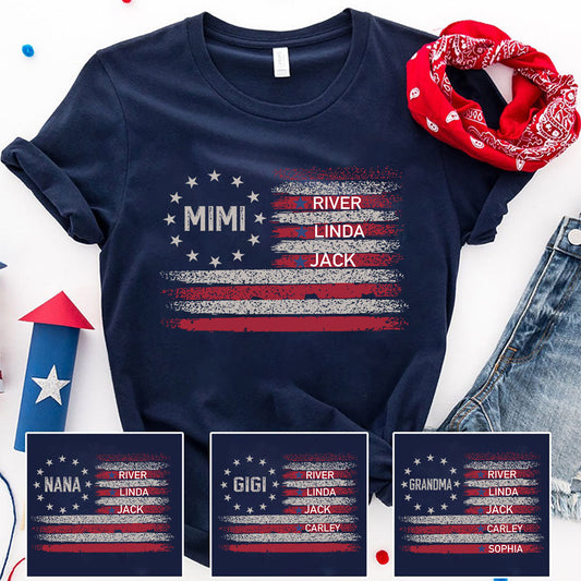 Customized Mimi Grandkids Flag , Best Mother's Day Gift T-Shirt
