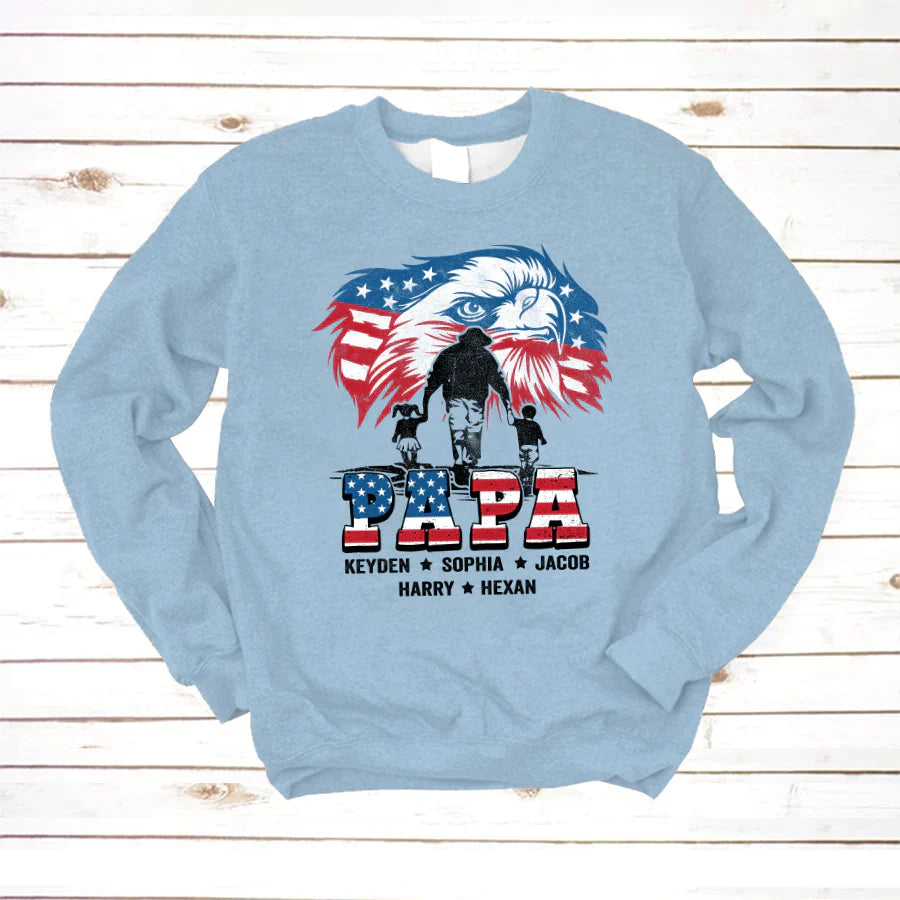 American Eagle Flag Papa And Grandkids CTH01 Sweatshirt