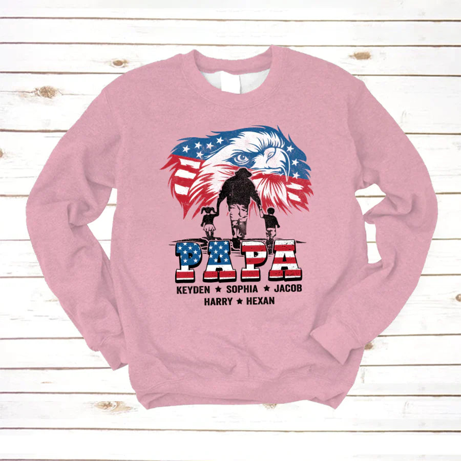 American Eagle Flag Papa And Grandkids CTH01 Sweatshirt
