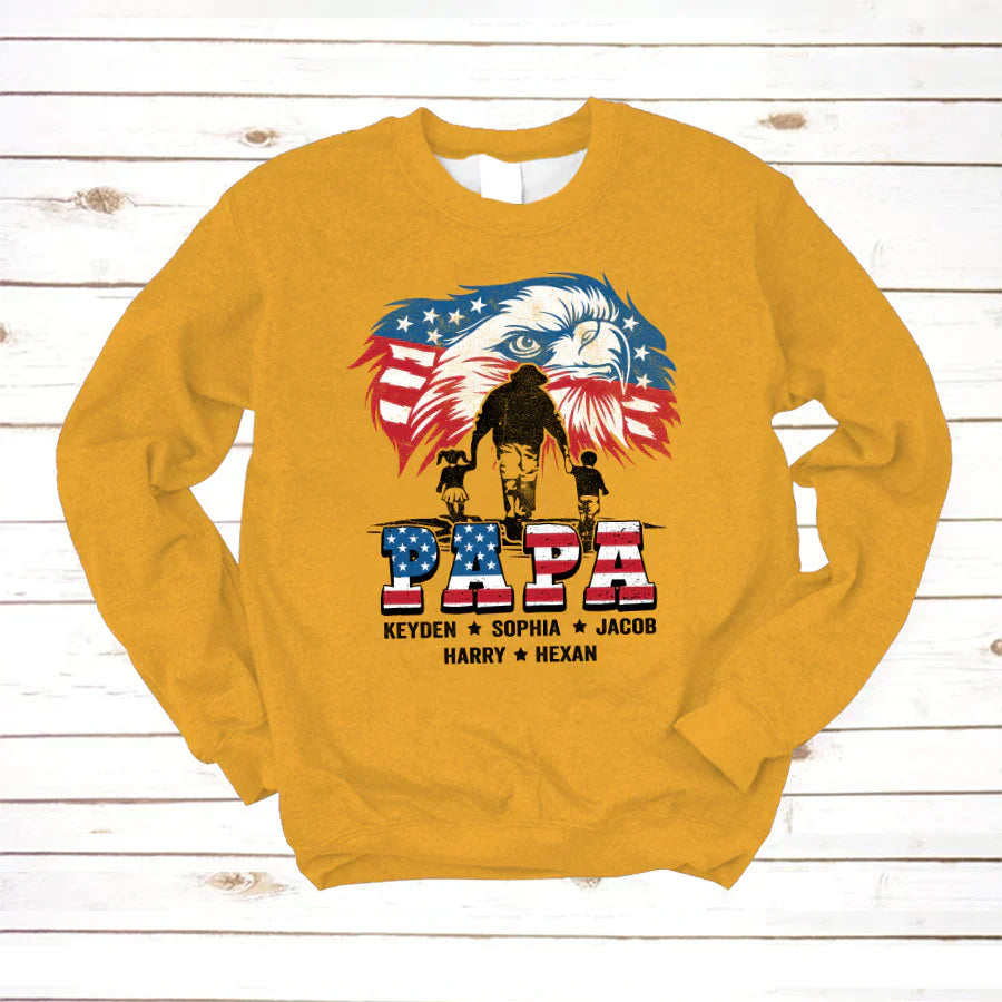 American Eagle Flag Papa And Grandkids CTH01 Sweatshirt