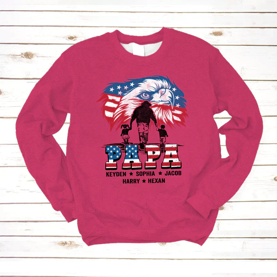 American Eagle Flag Papa And Grandkids CTH01 Sweatshirt