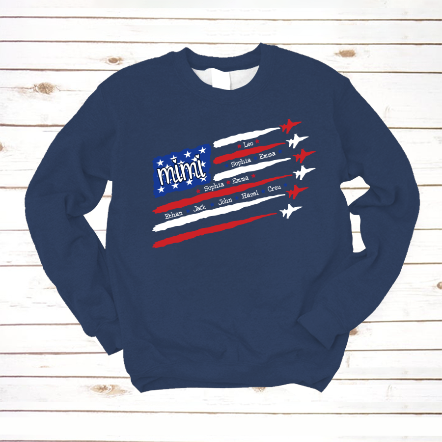 American Flag Jet Fighter 4th of july Mimi with grandmakids CL01 Sweatshirt
