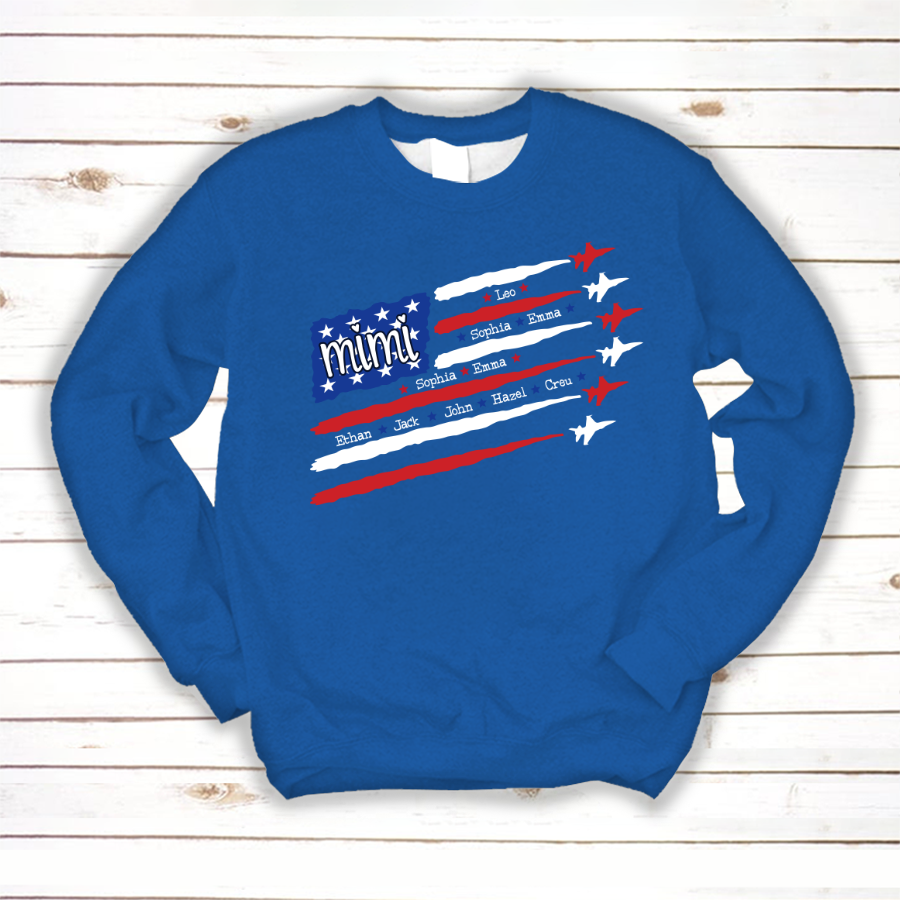 American Flag Jet Fighter 4th of july Mimi with grandmakids CL01 Sweatshirt