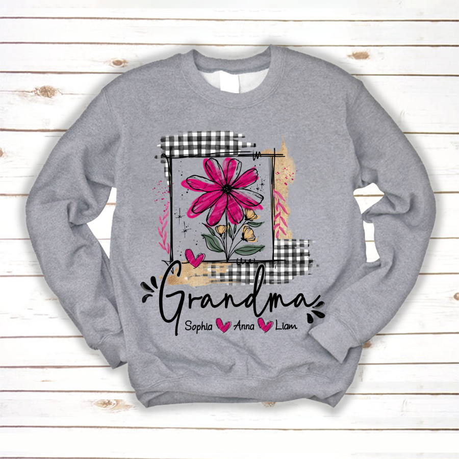 Artistic Checkered Wildflowers As A Gift For Grandma And Kids LTP01 Sweatshirt