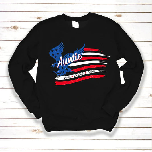 Auntie With Grandkids Names 4th Of July CTL94 Sweatshirt