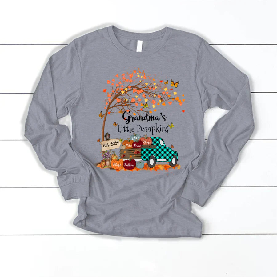 Autumn Tree Grandma's Little Pumpkins Est Longsleeve