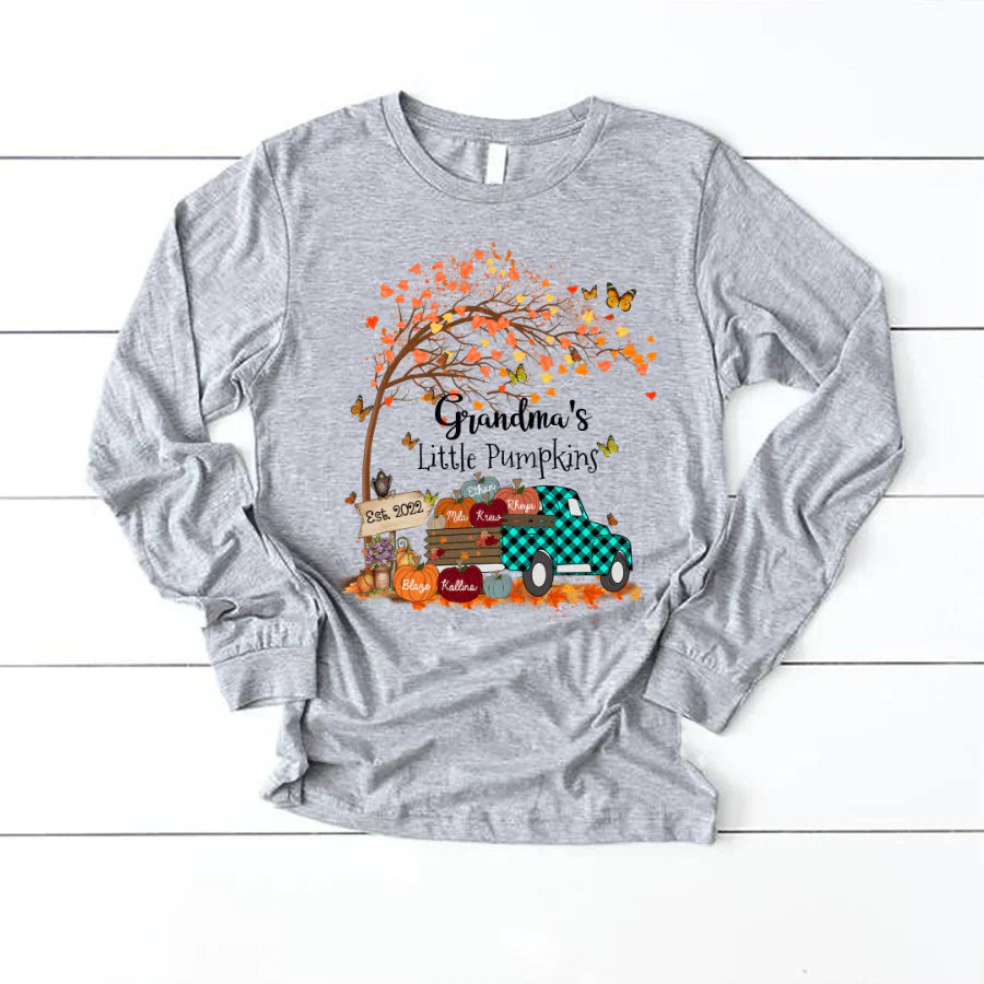 Autumn Tree Grandma's Little Pumpkins Est Longsleeve