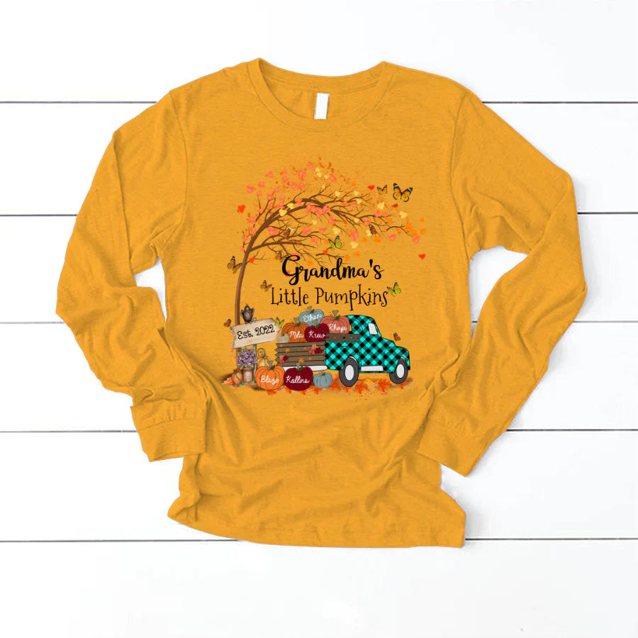 Autumn Tree Grandma's Little Pumpkins Est Longsleeve