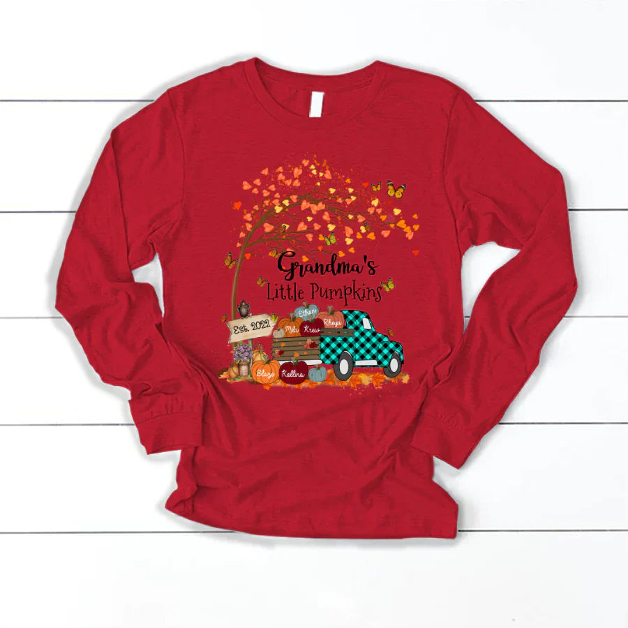 Autumn Tree Grandma's Little Pumpkins Est Longsleeve