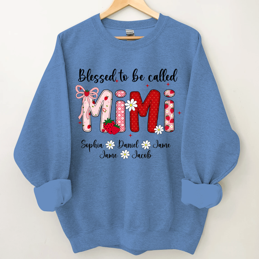 Blessed To Be Called Mimi, Mimi Strawberry And Grandkids Sweet Summer Time Shirt