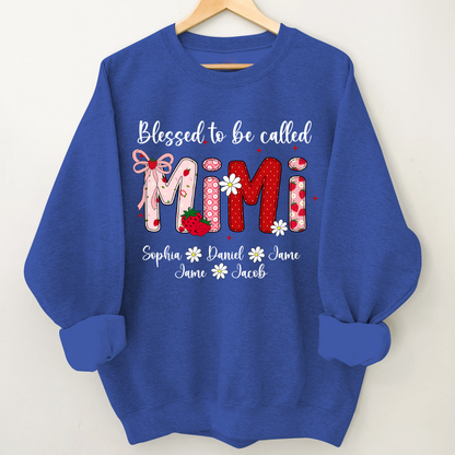 Blessed To Be Called Mimi, Mimi Strawberry And Grandkids Sweet Summer Time Shirt