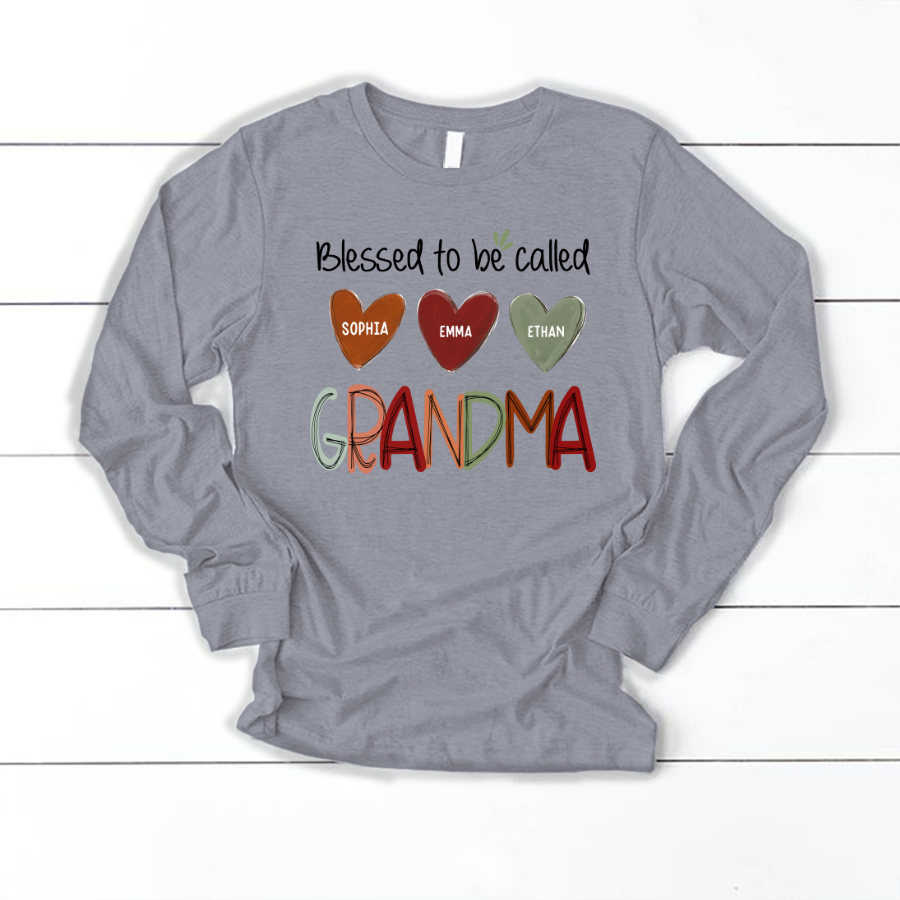 Blessed To Be Called Nana  And Kids  Autumn Fall CL01 Longsleeve