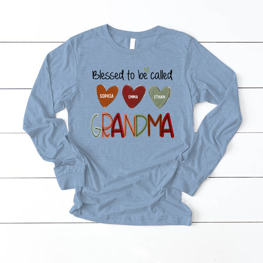 Blessed To Be Called Nana  And Kids  Autumn Fall CL01 Longsleeve