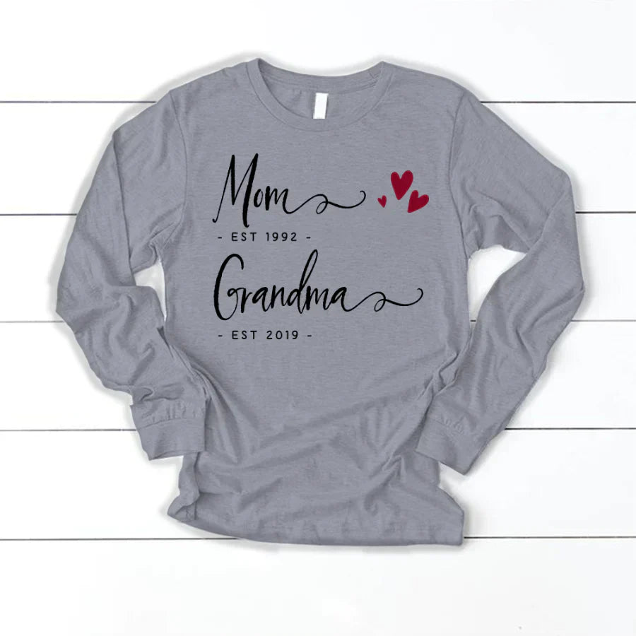 Personalized Mom EST Grandma EST Longsleeve