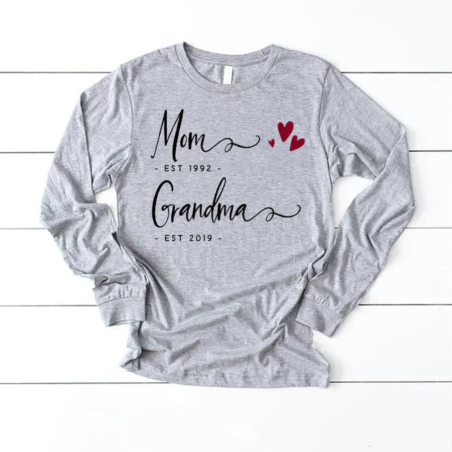 Personalized Mom EST Grandma EST Longsleeve