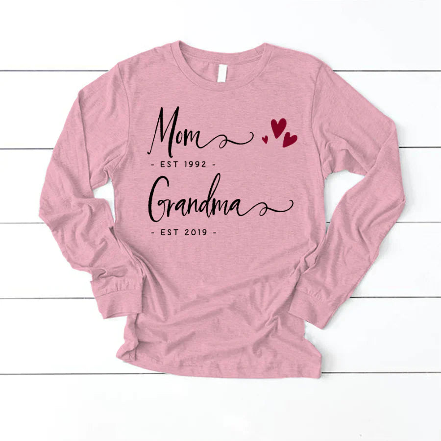 Personalized Mom EST Grandma EST Longsleeve