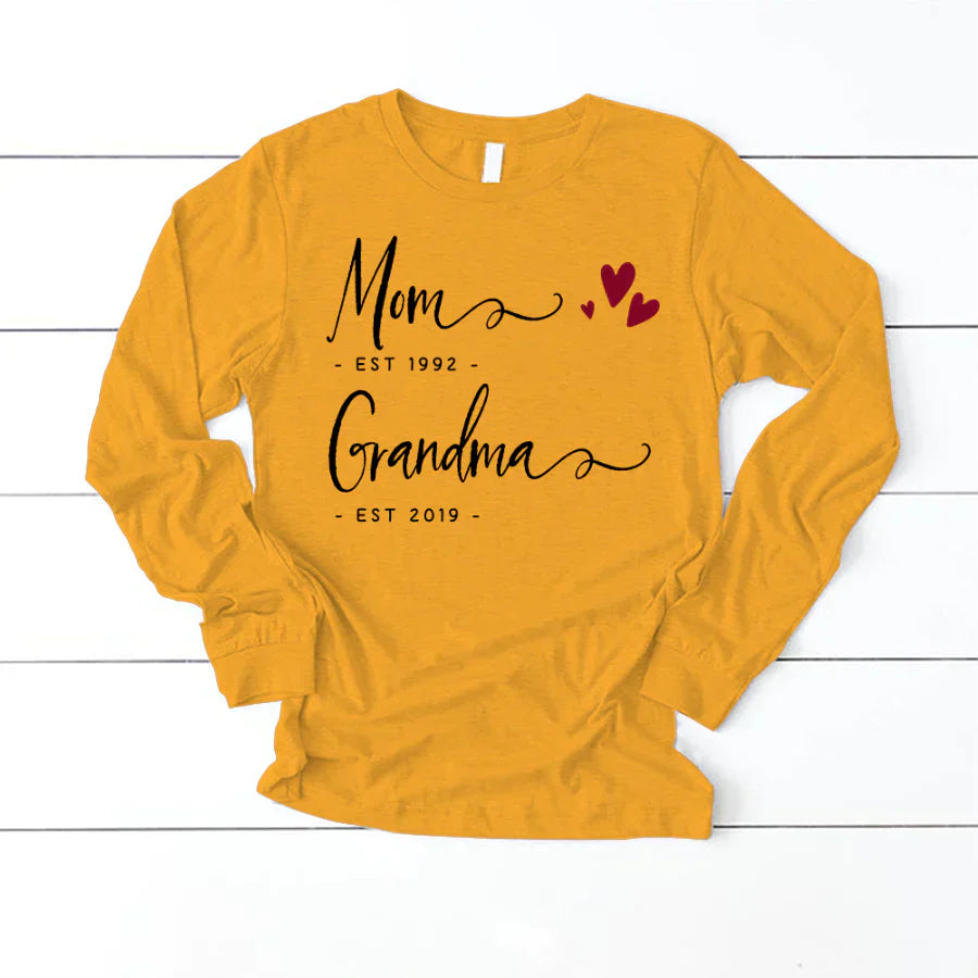 Personalized Mom EST Grandma EST Longsleeve