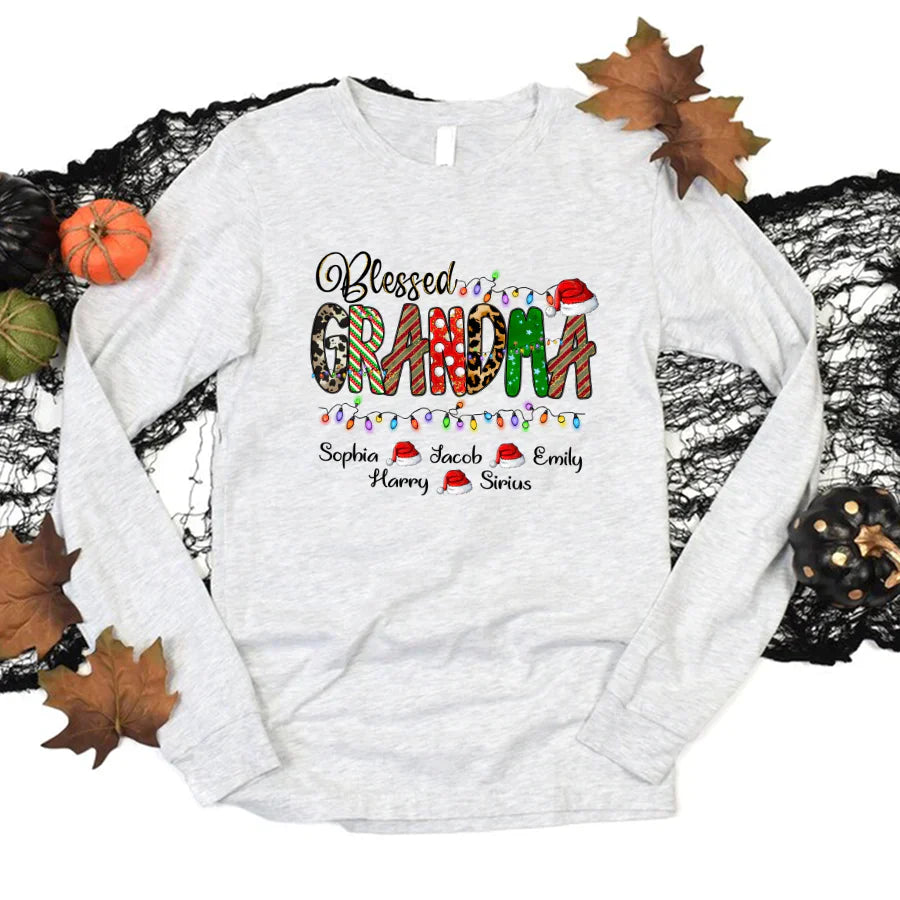Christmas Lights Blessed Grandma And Kids CTH01 Longsleeve