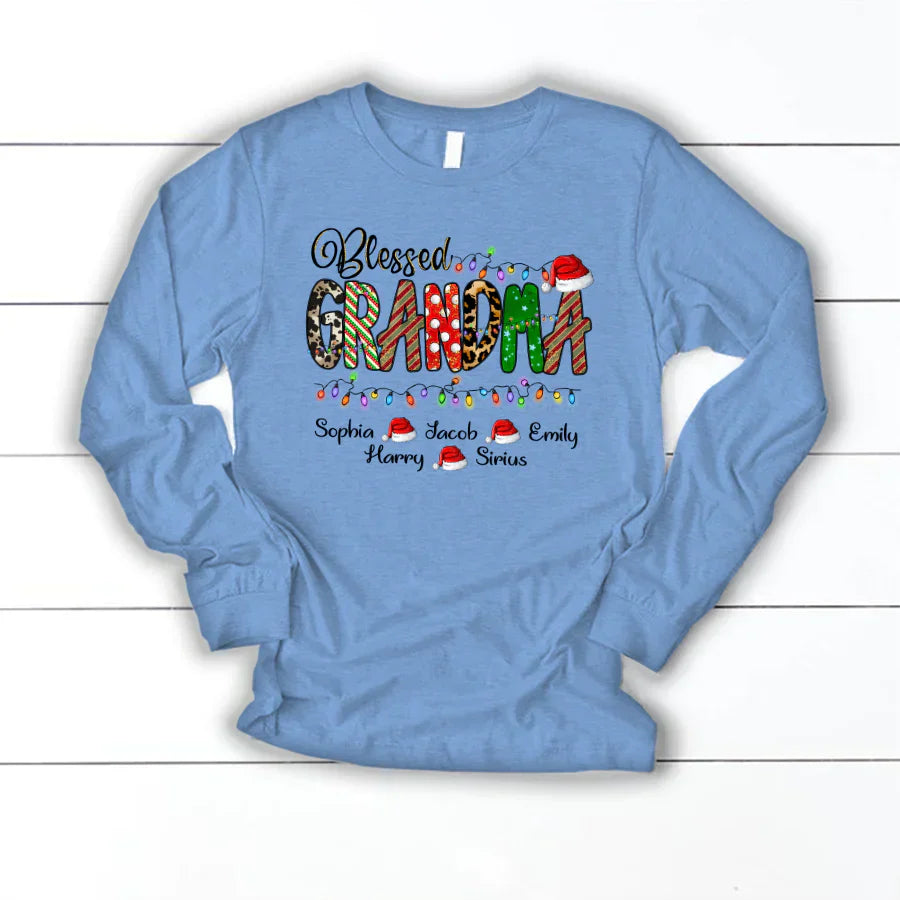 Christmas Lights Blessed Grandma And Kids CTH01 Longsleeve