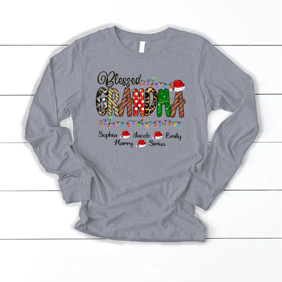 Christmas Lights Blessed Grandma And Kids CTH01 Longsleeve