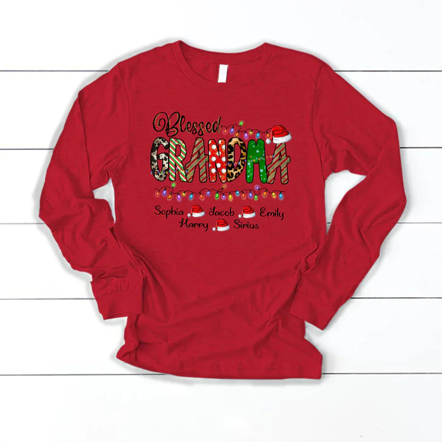 Christmas Lights Blessed Grandma And Kids CTH01 Longsleeve