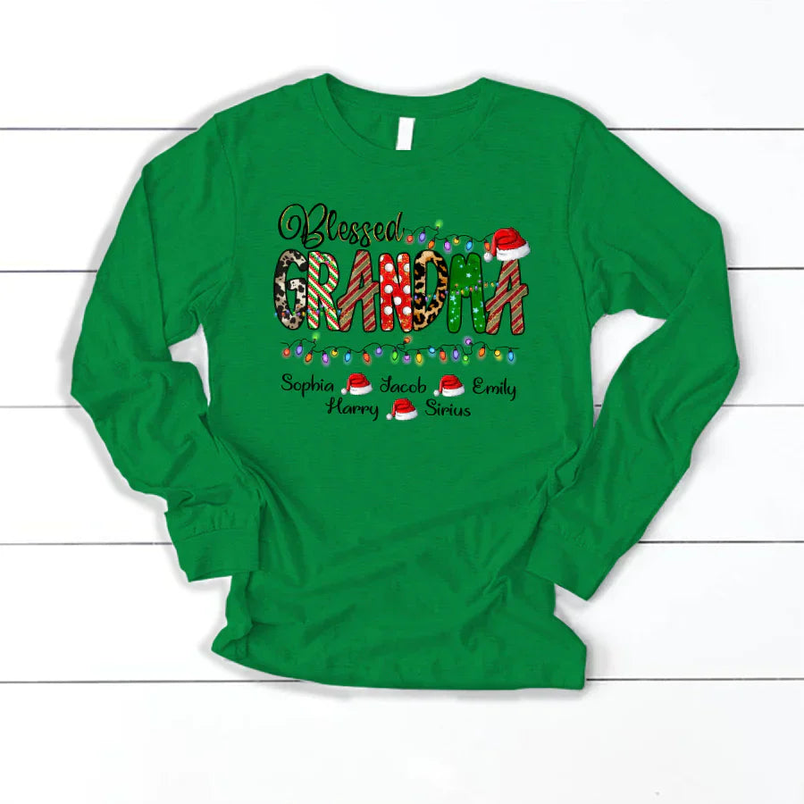Christmas Lights Blessed Grandma And Kids CTH01 Longsleeve