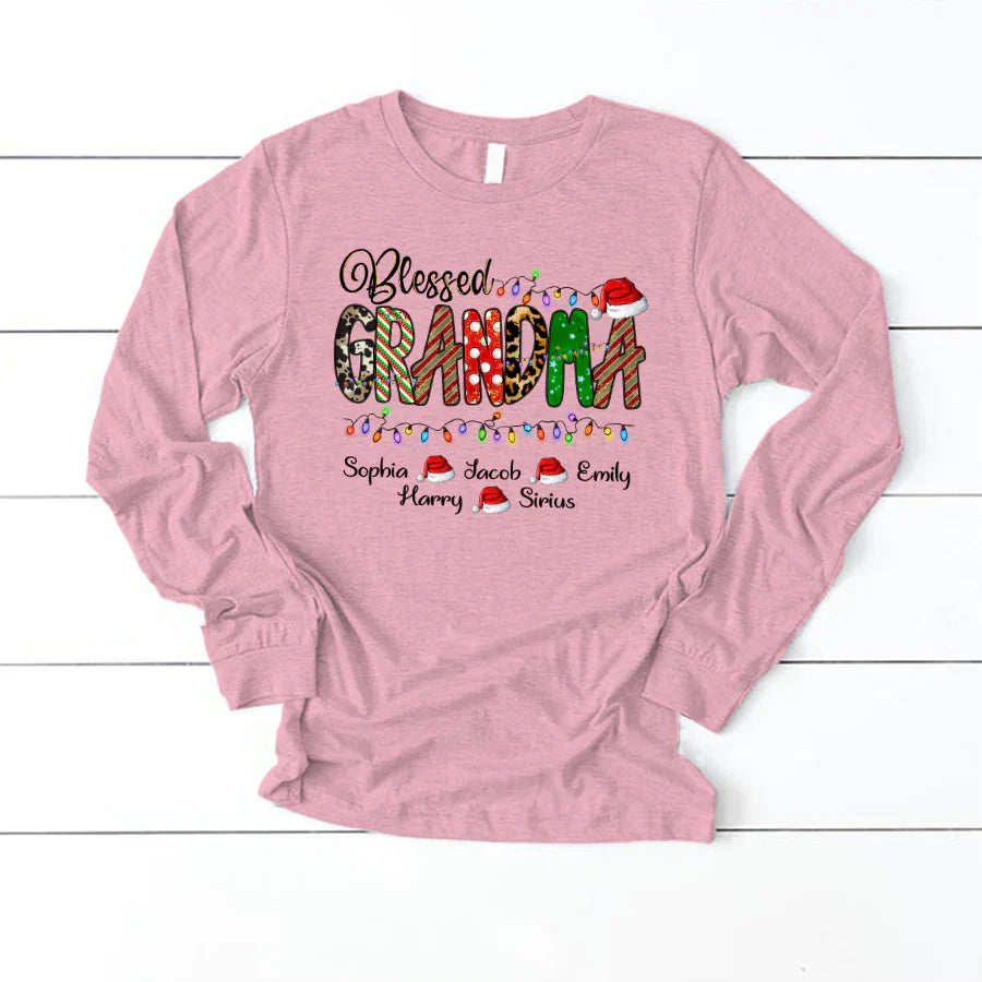 Christmas Lights Blessed Grandma And Kids CTH01 Longsleeve