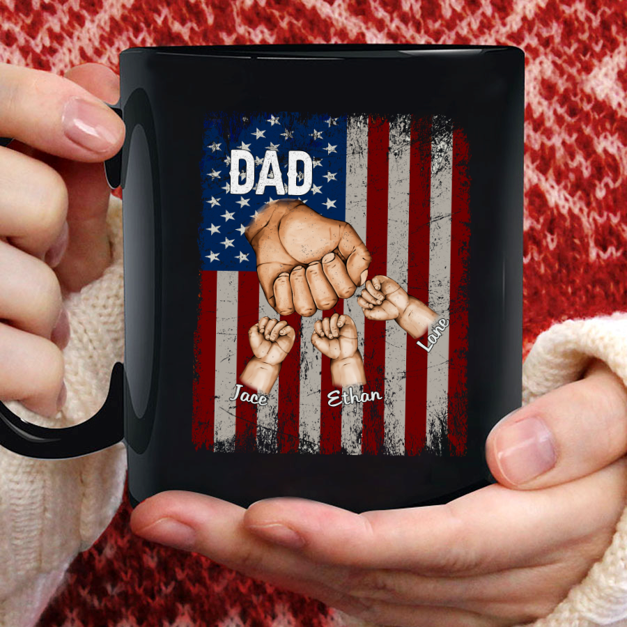 Dad Kids Hands Flag Mug