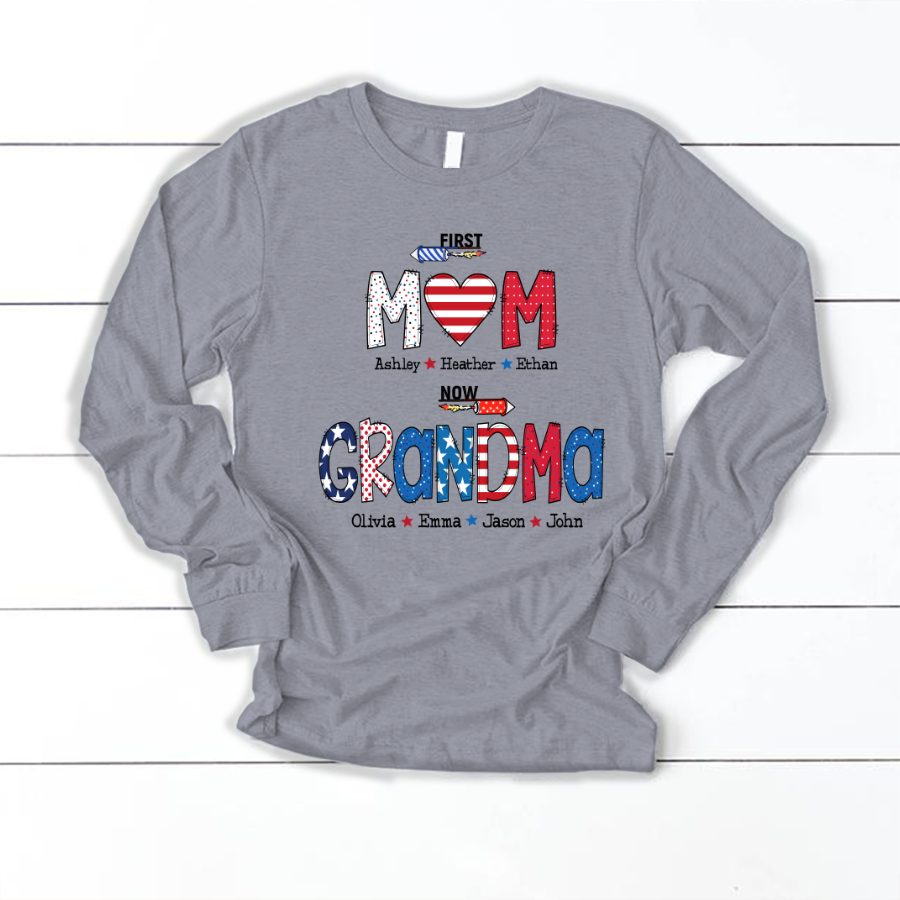 First Mom Now Grandma and grandkids Longsleeve