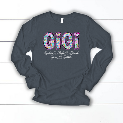 Gigi Coquette Floral Gigi And Grandkids Mothers Day Shirt